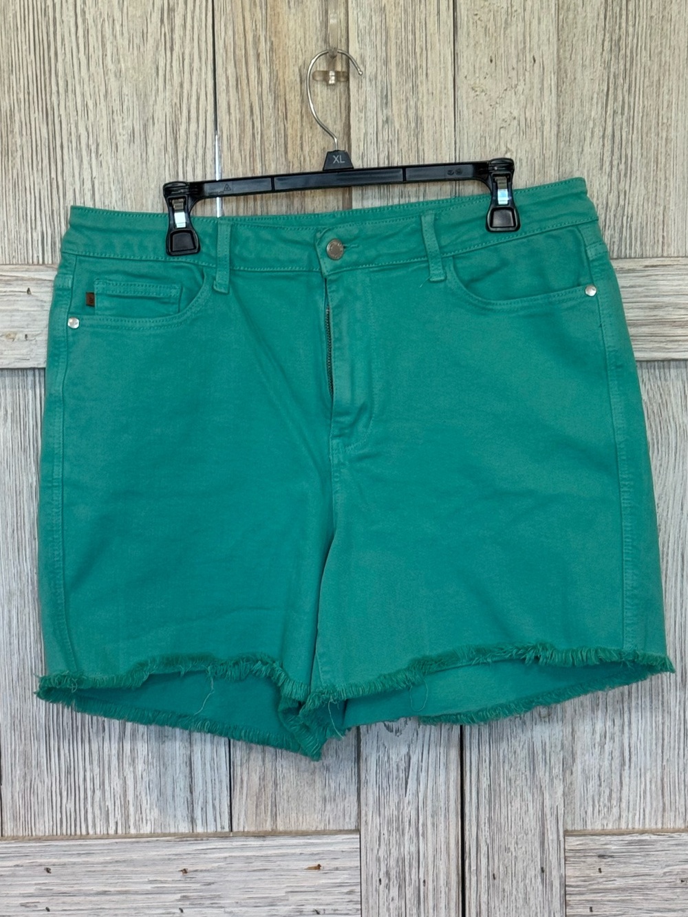 Judy Blue Teal Raw Hem Denim Shorts Sz 2XL